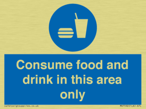 Consume food and drink in this area only