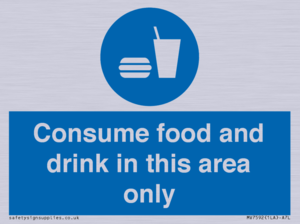 Consume food and drink in this area only