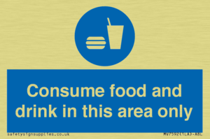 Consume food and drink in this area only