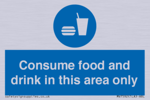 Consume food and drink in this area only