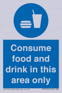 Consume food and drink in this area only