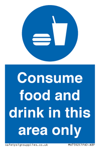 Consume food and drink in this area only