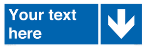 Custom directional sign blue arrow down 
