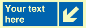 Custom directional sign blue arrow down and left