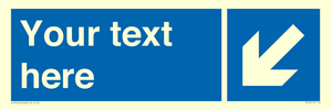 Custom directional sign blue arrow down and left