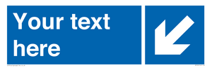 Custom directional sign blue arrow down and left