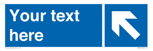 Custom directional sign blue arrow up and left