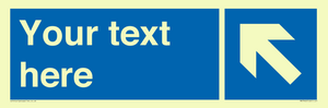 Custom directional sign blue arrow up and left