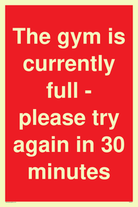 The gym is currently full - please try again in 30 minutes