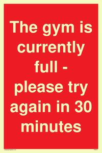 The gym is currently full - please try again in 30 minutes