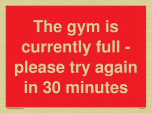 The gym is currently full - please try again in 30 minutes