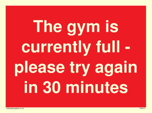 The gym is currently full - please try again in 30 minutes