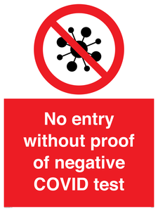 No entry without proof of negative COVID test 