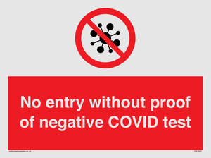 No entry without proof of negative COVID test 