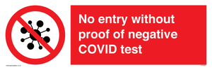 No entry without proof of negative COVID test 