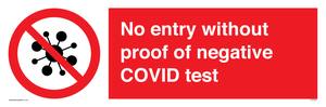 No entry without proof of negative COVID test 