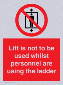 Lift is not to be used whilst personnel are using the ladder