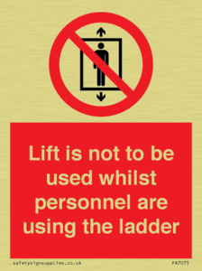 Lift is not to be used whilst personnel are using the ladder