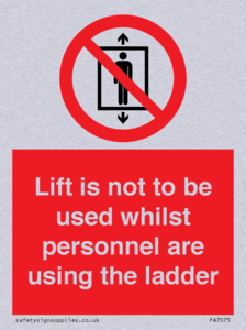 Lift is not to be used whilst personnel are using the ladder
