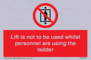 Lift is not to be used whilst personnel are using the ladder