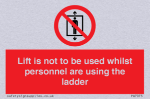 Lift is not to be used whilst personnel are using the ladder