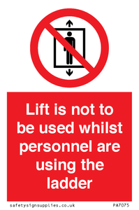 Lift is not to be used whilst personnel are using the ladder