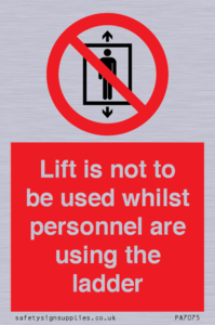 Lift is not to be used whilst personnel are using the ladder