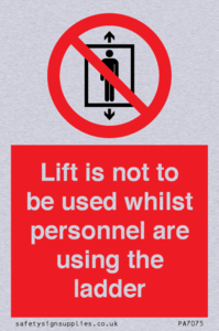 Lift is not to be used whilst personnel are using the ladder
