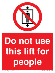 Do not use this lift for people