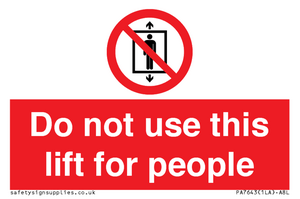 Do not use this lift for people