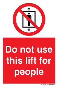 Do not use this lift for people
