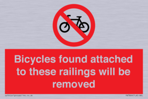 Bicycles found attached to these railings will be removed
