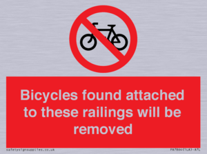 Bicycles found attached to these railings will be removed