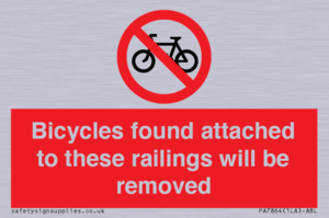 Bicycles found attached to these railings will be removed