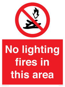 No lighting fires in this area