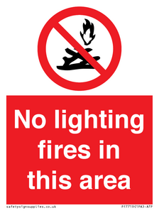 No lighting fires in this area