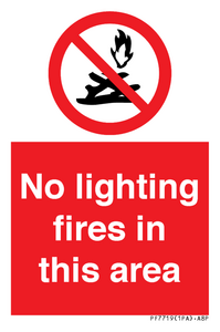 No lighting fires in this area
