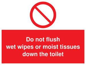 Do not flush wet wipes or moist tissues down the toilet