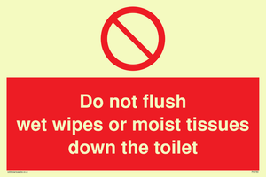 Do not flush wet wipes or moist tissues down the toilet