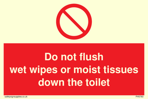 Do not flush wet wipes or moist tissues down the toilet
