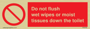 Do not flush wet wipes or moist tissues down the toilet