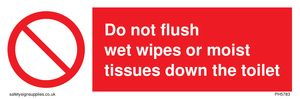 Do not flush wet wipes or moist tissues down the toilet