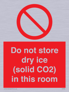 Do not store dry ice (solid CO2) in this room