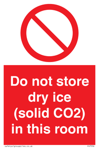 Do not store dry ice (solid CO2) in this room