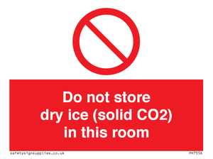 Do not store dry ice (solid CO2) in this room