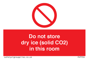 Do not store dry ice (solid CO2) in this room