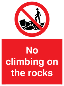No climbing on the rocks