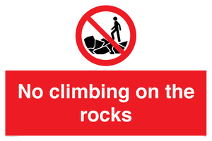 No climbing on the rocks