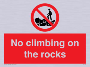 No climbing on the rocks