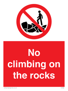 No climbing on the rocks
